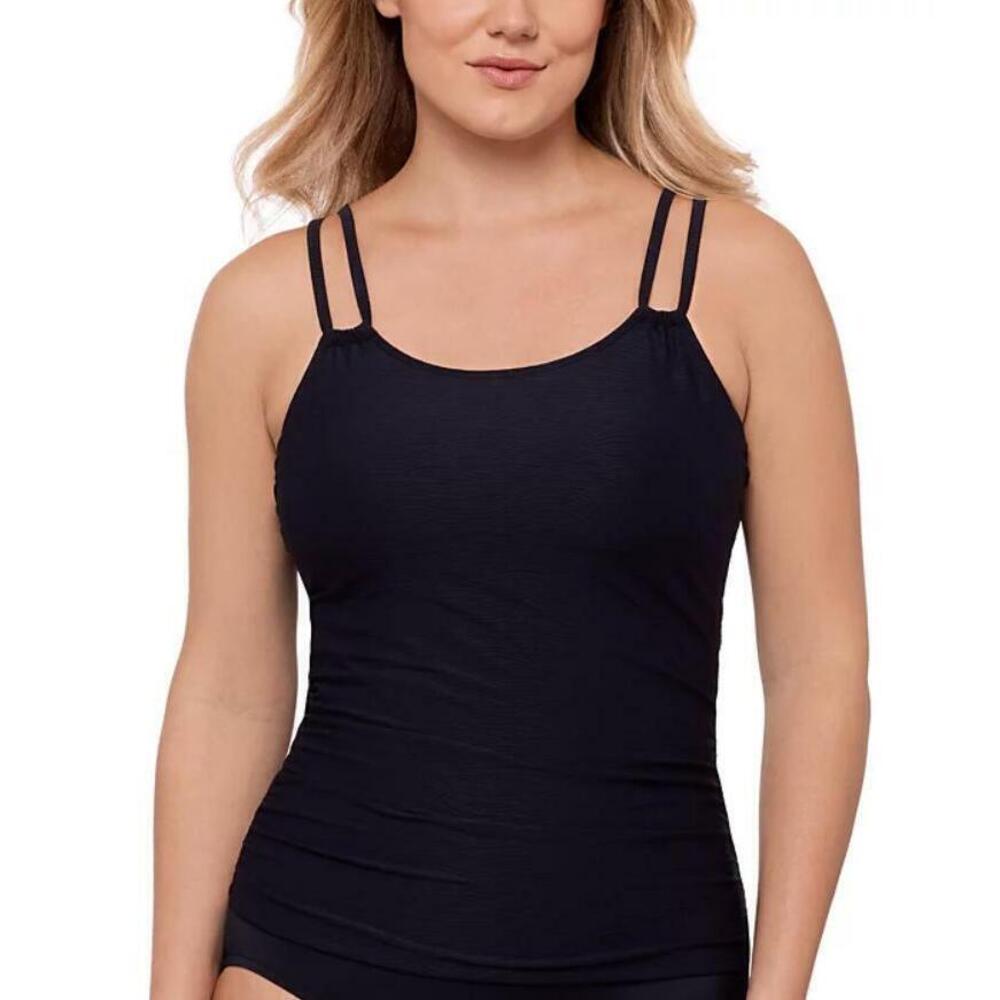 Swim Solutions Women's Black Tunnel Tankini Top 16